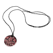 Load image into Gallery viewer, Hand-Painted Classic Burgundy Ceramic Pendant Necklace - Classic Royal | NOVICA