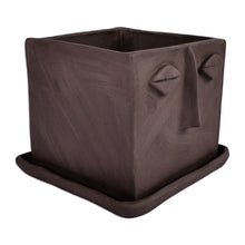 Load image into Gallery viewer, Handcrafted Whimsical Square Ceramic Vase with Plate - Square Faces | NOVICA