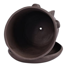 Load image into Gallery viewer, Handcrafted Whimsical Round Ceramic Vase with Plate - Round Faces | NOVICA