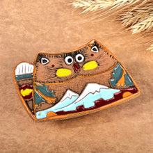 Load image into Gallery viewer, Armenian Hand-Painted Cat and Mount Ararat Ceramic Magnet - Mountain Kitties | NOVICA