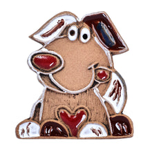 Load image into Gallery viewer, Handcrafted and Painted Dog and Heart Themed Ceramic Magnet - Cutest Dog | NOVICA
