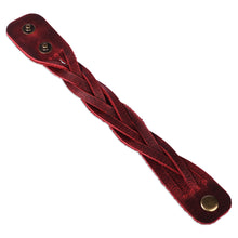 Load image into Gallery viewer, Burgundy Leather Wristband Bracelet with Braided Strands - Braided Energy | NOVICA