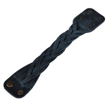 Load image into Gallery viewer, Leather Wristband Bracelet with Braided Strands in Blue - Braided Chic | NOVICA