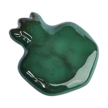Load image into Gallery viewer, Armenian Hand-Painted Green Pomegranate Ceramic Magnet - Teal Pomegranate | NOVICA