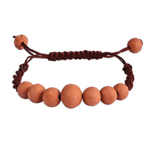 Load image into Gallery viewer, Terracotta Beaded Macrame Pendant Bracelet from Armenia - Natural Spell | NOVICA