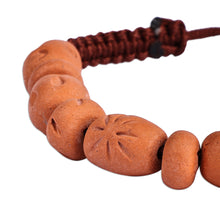 Load image into Gallery viewer, Terracotta Beaded Pendant Bracelet with Brown Macrame Cord - Natural Delight | NOVICA