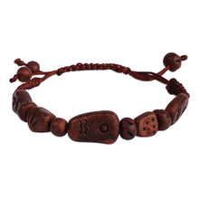 Load image into Gallery viewer, Hand-Painted Brown Ceramic Beaded Macrame Pendant Bracelet - Bewitching Brown | NOVICA