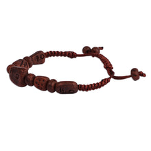 Load image into Gallery viewer, Hand-Painted Brown Ceramic Beaded Macrame Pendant Bracelet - Bewitching Brown | NOVICA