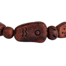 Load image into Gallery viewer, Hand-Painted Brown Ceramic Beaded Macrame Pendant Bracelet - Bewitching Brown | NOVICA