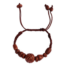 Load image into Gallery viewer, Painted Ceramic Beaded Pendant Bracelet with Macrame Cord - Breathtaking Brown | NOVICA