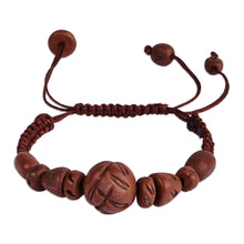 Load image into Gallery viewer, Painted Ceramic Beaded Pendant Bracelet with Macrame Cord - Breathtaking Brown | NOVICA