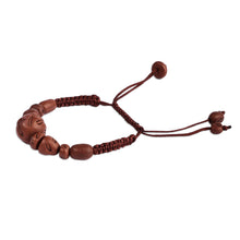 Load image into Gallery viewer, Painted Ceramic Beaded Pendant Bracelet with Macrame Cord - Breathtaking Brown | NOVICA