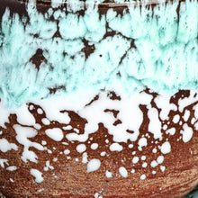 Load image into Gallery viewer, Handcrafted Aqua and Brown Ceramic Cup and Saucer - Aqua Coffee Breeze | NOVICA