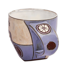 Load image into Gallery viewer, Handcrafted Whimsical Blue and Beige Ceramic Mug - Serene Memories | NOVICA