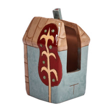 Load image into Gallery viewer, Hand-Painted House-Themed Ceramic Napkin Holder from Armenia - Sensations of Home | NOVICA