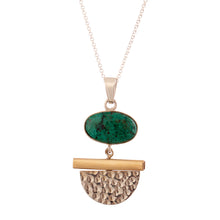 Load image into Gallery viewer, Modern 18k Gold-Plated Natural Chrysocolla Pendant Necklace - Hypnotic Calm | NOVICA