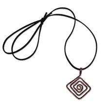 Load image into Gallery viewer, Antiqued Hammered Diamond-Shaped Copper Pendant Necklace - Diamond Hypnosis | NOVICA