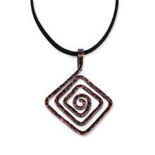 Load image into Gallery viewer, Antiqued Hammered Diamond-Shaped Copper Pendant Necklace - Diamond Hypnosis | NOVICA