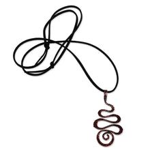 Load image into Gallery viewer, Antiqued Hammered Classic Copper Pendant Necklace - Sinuous Hypnosis | NOVICA