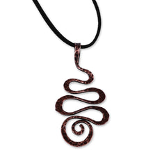 Load image into Gallery viewer, Antiqued Hammered Classic Copper Pendant Necklace - Sinuous Hypnosis | NOVICA