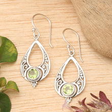 Load image into Gallery viewer, Polished 1-Carat Natural Peridot Drop-Shaped Dangle Earrings - Green Realm | NOVICA