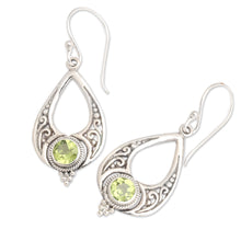 Load image into Gallery viewer, Polished 1-Carat Natural Peridot Drop-Shaped Dangle Earrings - Green Realm | NOVICA