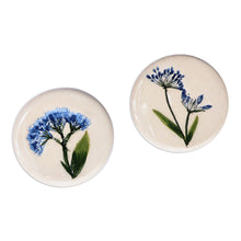 Load image into Gallery viewer, Two Hand-Painted Ceramic Magnets with Blue Flower Motifs - Blue Blooms | NOVICA