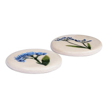 Load image into Gallery viewer, Two Hand-Painted Ceramic Magnets with Blue Flower Motifs - Blue Blooms | NOVICA
