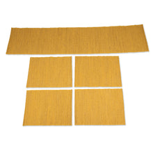 Load image into Gallery viewer, Yellow Cotton Blend Table Runner and Placemats (5 Pieces) - Yellow Aroma | NOVICA