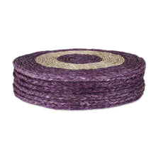 Load image into Gallery viewer, Set of Six Handwoven Round Purple Natural Fiber Placemats - Wine Aura | NOVICA