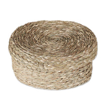 Load image into Gallery viewer, Handwoven Minimalist Round Natural Sabai Grass Fiber Basket - Rural Minimalism | NOVICA