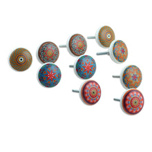 Load image into Gallery viewer, 10 Hand-Painted Ceramic Knobs with Moroccan-Style Designs - Moroccan Style | NOVICA