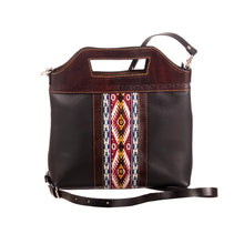 Load image into Gallery viewer, Leather Sling Handle Bag with Wool Accent Removable Strap - Flowing Elegance | NOVICA