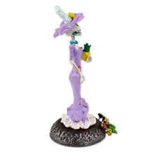 Load image into Gallery viewer, Handcrafted Floral Lavender Catrina Sculpture on Floral Base - The Glorious Catrina | NOVICA