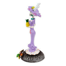 Load image into Gallery viewer, Handcrafted Floral Lavender Catrina Sculpture on Floral Base - The Glorious Catrina | NOVICA
