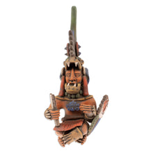 Load image into Gallery viewer, Hand-Painted Folk Art Jaguar Warrior Ceramic Sculpture - Jaguar Hero | NOVICA
