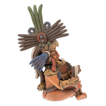 Load image into Gallery viewer, Hand-Painted Folk Art Jaguar Warrior Ceramic Sculpture - Jaguar Hero | NOVICA