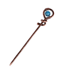 Load image into Gallery viewer, Antique-Finished Classic Blue Agate and Copper Hairpin - My Celestial Beauty | NOVICA
