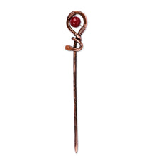 Load image into Gallery viewer, Antique-Finished Classic Carnelian and Copper Hairpin - My Fiery Beauty | NOVICA