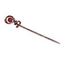 Load image into Gallery viewer, Antique-Finished Classic Carnelian and Copper Hairpin - My Fiery Beauty | NOVICA
