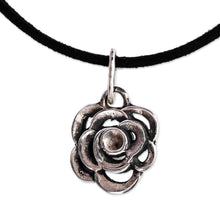 Load image into Gallery viewer, Polished Sterling Silver Rose Pendant Necklace from Armenia - Enigmatic Rose | NOVICA