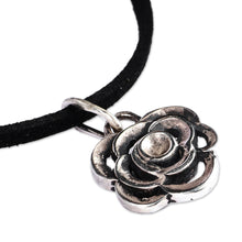 Load image into Gallery viewer, Polished Sterling Silver Rose Pendant Necklace from Armenia - Enigmatic Rose | NOVICA