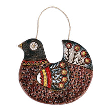 Load image into Gallery viewer, Hand-Painted Bird-Themed Brown and Green Ceramic Wall Art - Homey Bird | NOVICA
