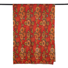 Load image into Gallery viewer, Floral Printed Poppy and Orange Wool and Silk Blend Shawl - Spring Sunset | NOVICA