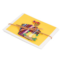 Load image into Gallery viewer, 2 Yellow Greeting Cards with Guatemalan Woven Cotton Accents - Floral Greeting | NOVICA