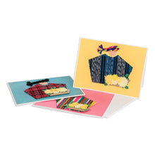 Load image into Gallery viewer, Set of Three Greeting Cards with Hand-Woven Cotton Accents - Happiness for All | NOVICA