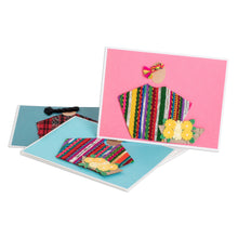 Load image into Gallery viewer, Three Greeting Cards with Guatemalan Woven Cotton Accents - Messages of Happiness | NOVICA