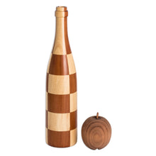 Load image into Gallery viewer, Bottle-Shaped Mahogany and Palo Blanco Wood Decorative Vase - Sylvan Elegance | NOVICA