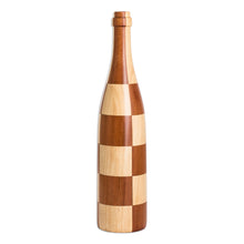 Load image into Gallery viewer, Bottle-Shaped Mahogany and Palo Blanco Wood Decorative Vase - Sylvan Elegance | NOVICA