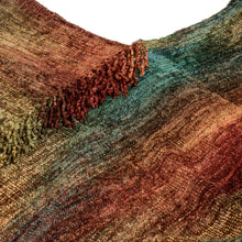 Load image into Gallery viewer, Handwoven Cotton Blend Fringed Poncho in Warm Hues - Forest Heart | NOVICA